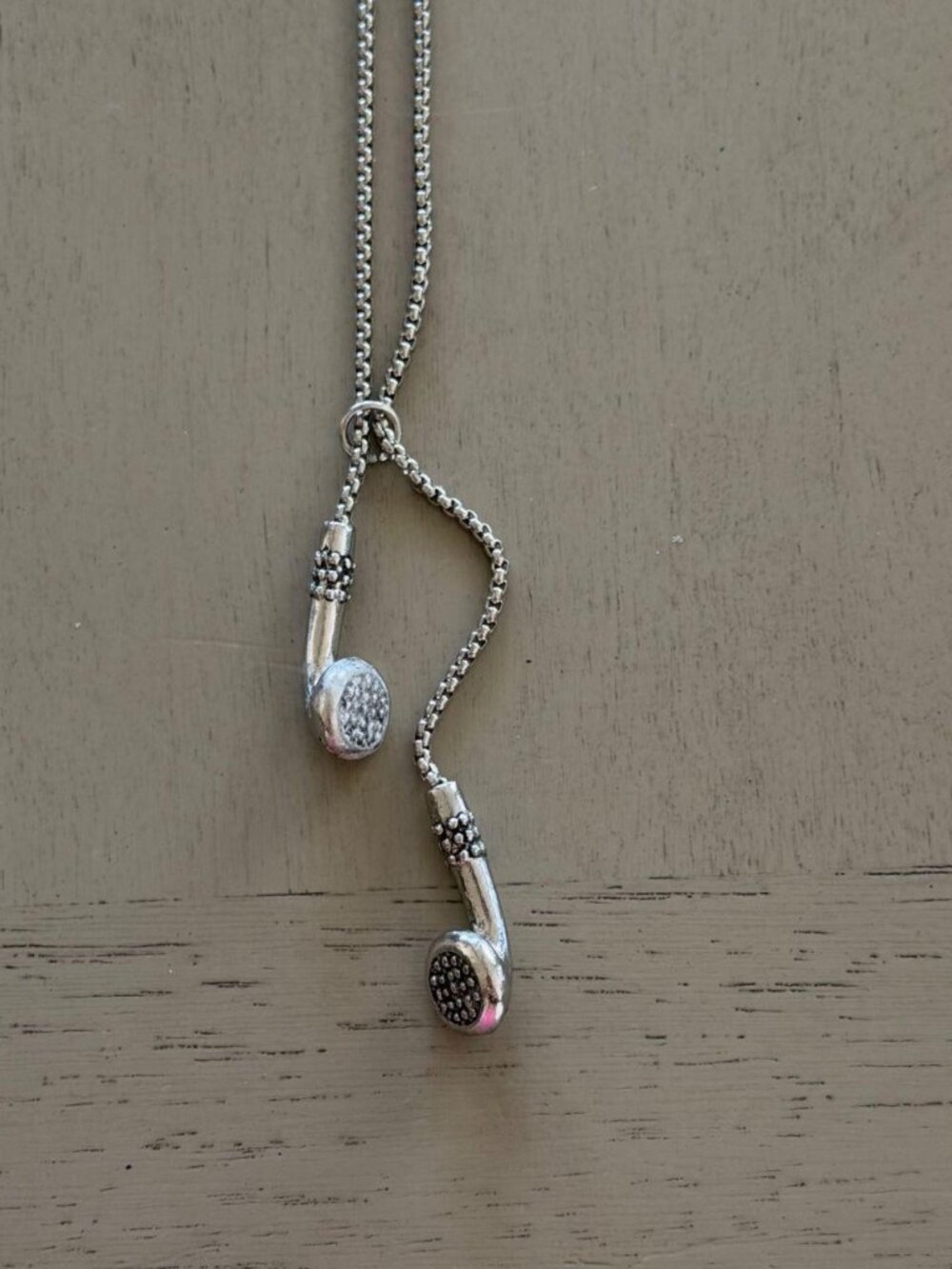 Y2K Silver Headphone Charm Pendant Necklace Grunge Streetwear OS